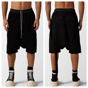 Rick Owens Drawstring Pods Black Shorts